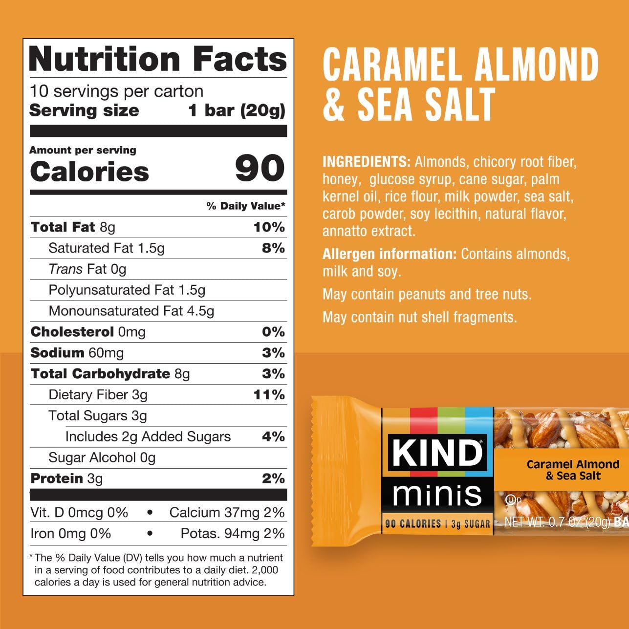 KIND Bar Minis, Variety Pack,  3g Protein, Gluten Free, Low Sugar/Calorie Snacks, 30 Count