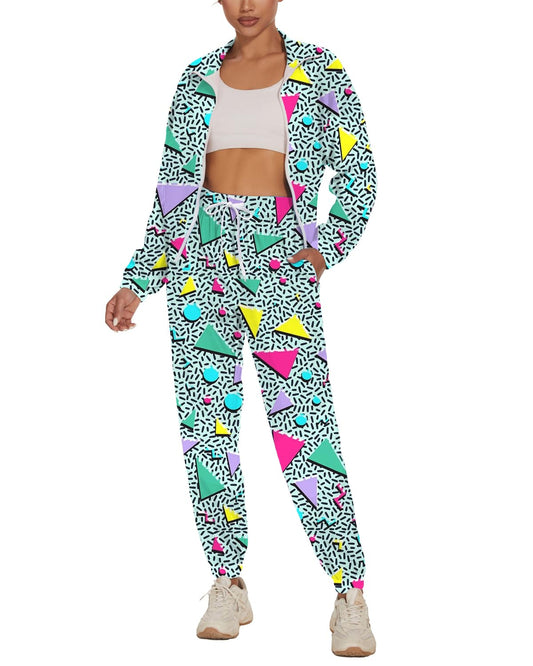 Women's Color Block 2 Piece 80s 90s Set