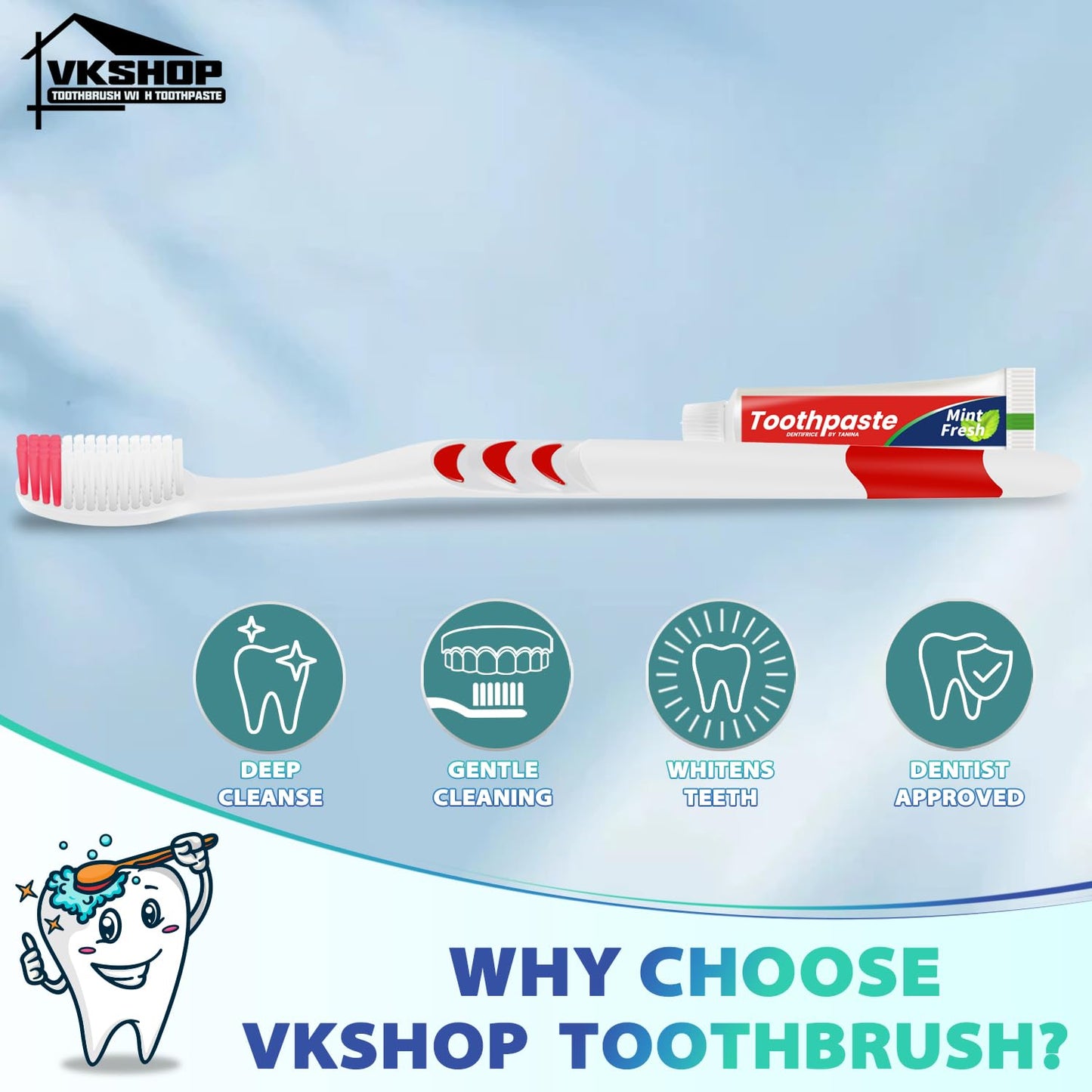 Disposable Toothbrush with Toothpaste, Individually Wrapped-24 Pack