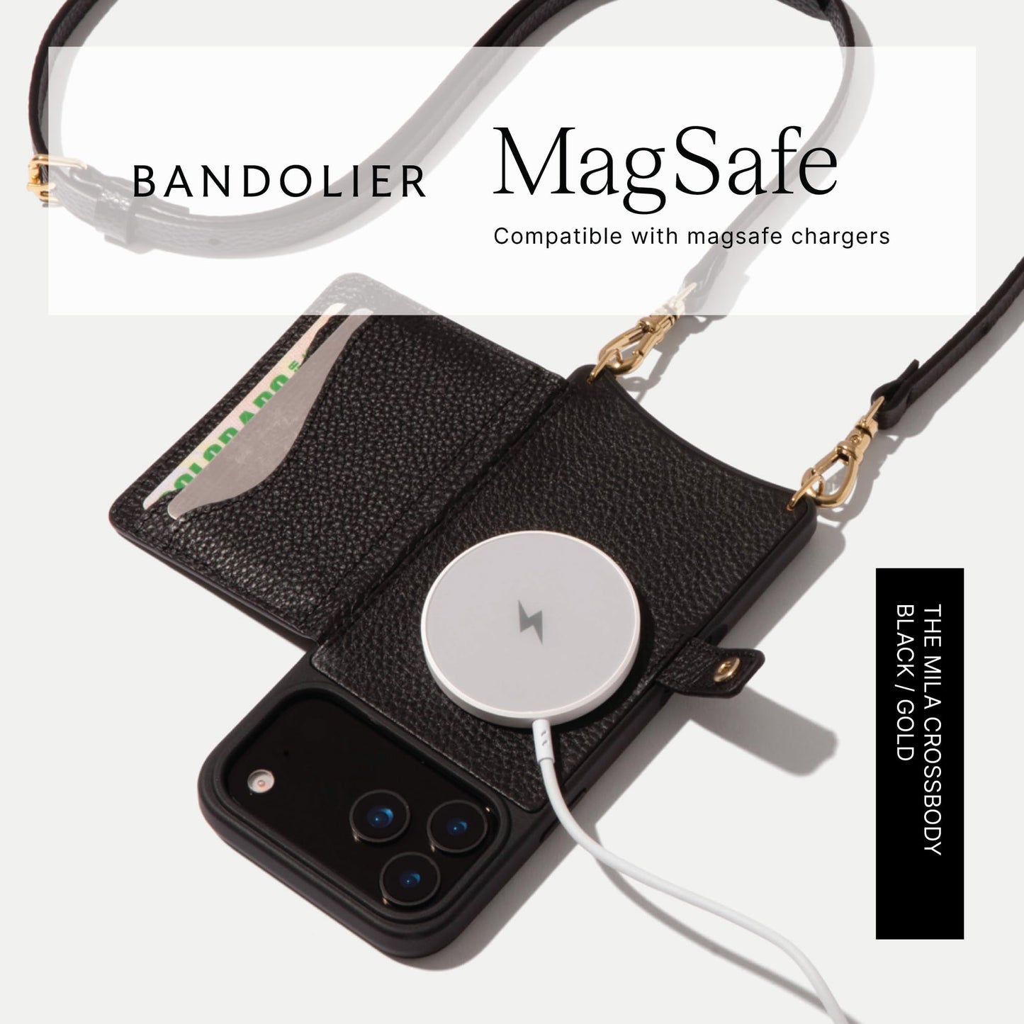 MagSafe Compatible Leather Crossbody Wallet Phone Lanyard Case (Amazon Find - Bandolier)