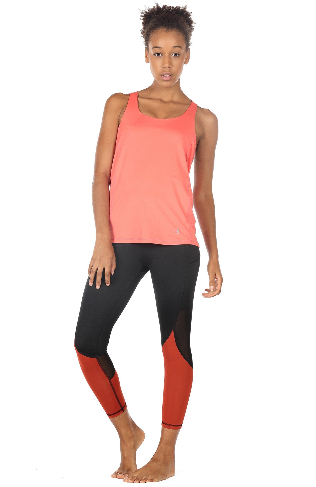 icyzone Yoga Tops Workouts Clothes Activewear Built in Bra Tank Tops for Women (S, Fusion Coral)