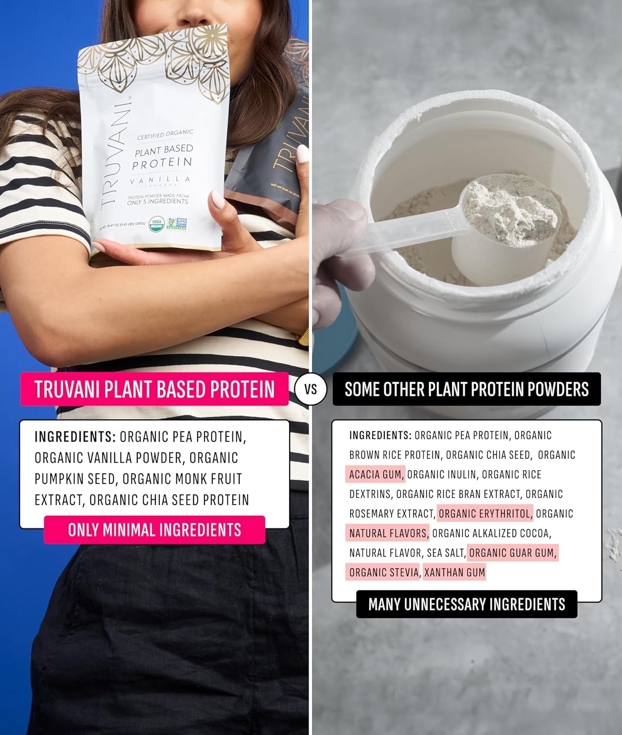 Truvani Organic Plant Based Protein Powder | Vanilla