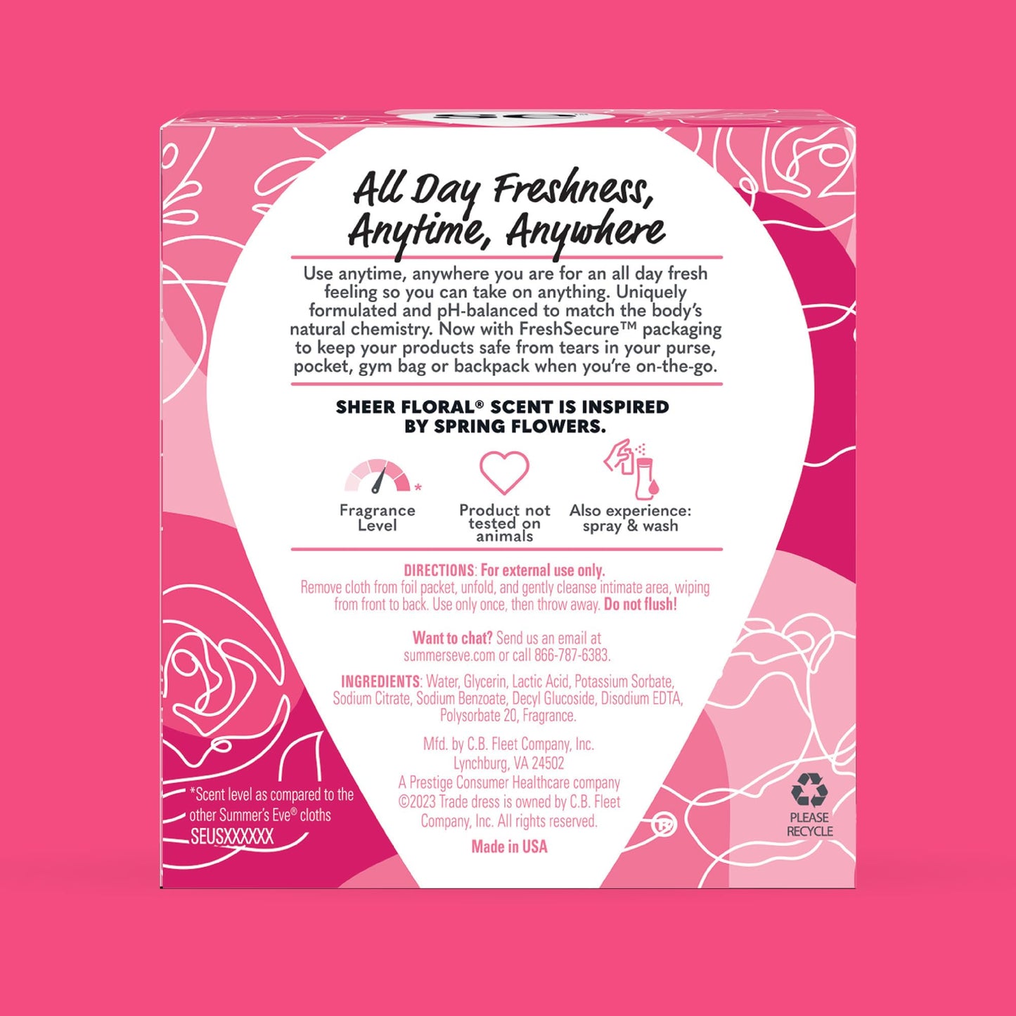 Summer's Eve Sheer Floral Feminine Wipes, Individually Wrapped Wipes, 12 Count