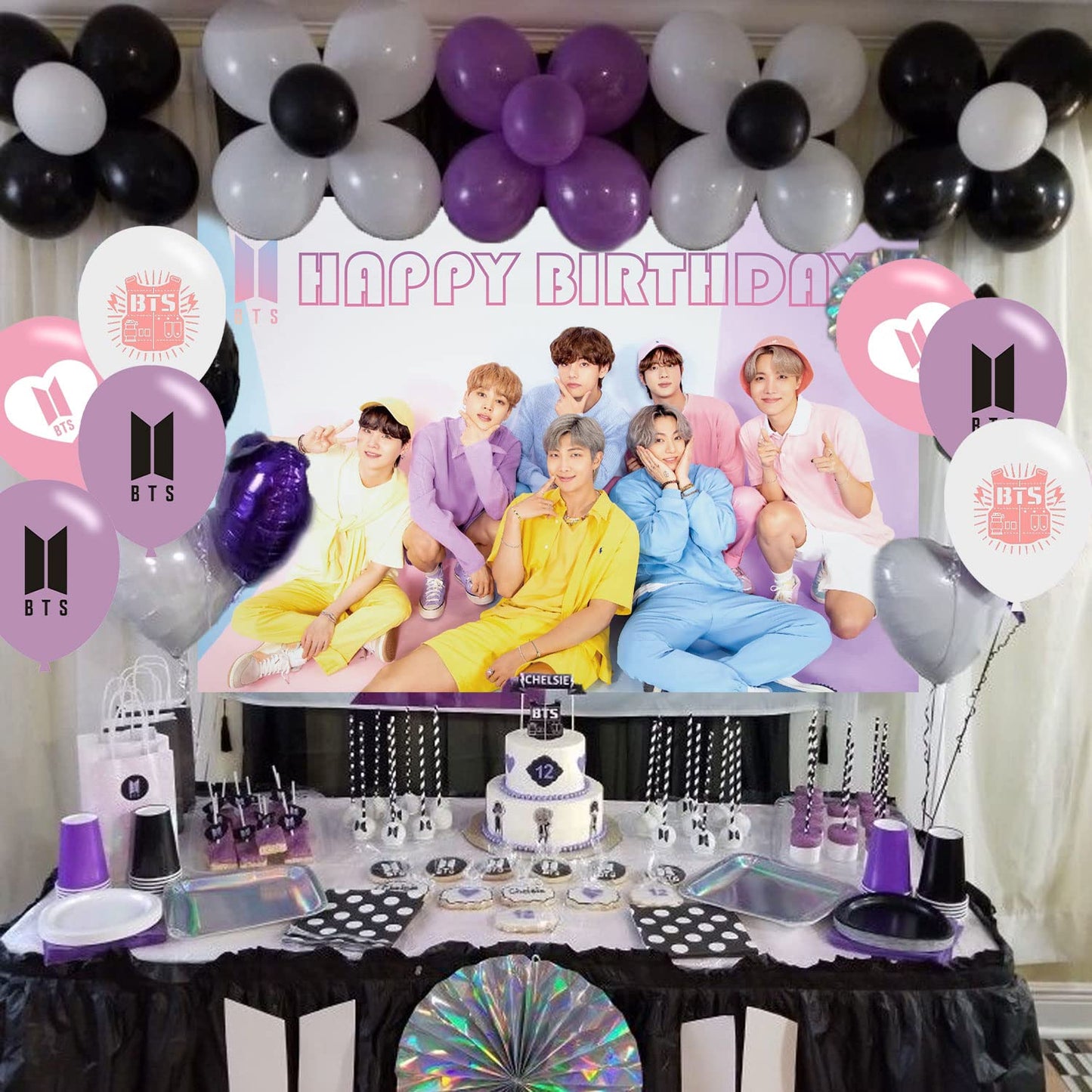 Boy Band Birthday Party Decoration 5ftx3ft Photo Background / 18 Pcs Balloons (Amazon Find -ELZEM)