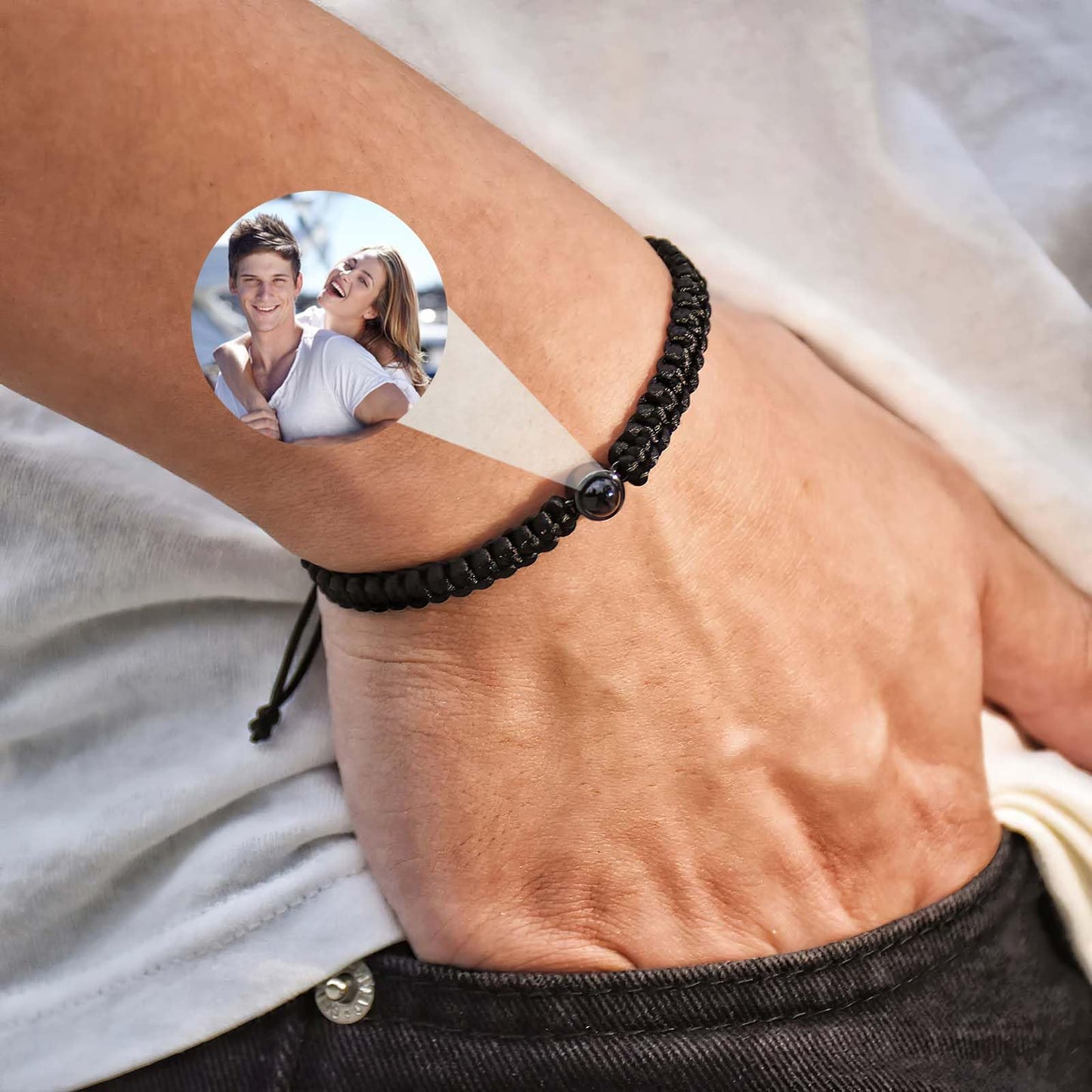 Fincekoom Custom Bracelet with Picture Inside,Projection Picture Bracelet Personalized Photo,Customized Photo Bracelets Gifts Memorial Gifts for Couples/Women/Men
