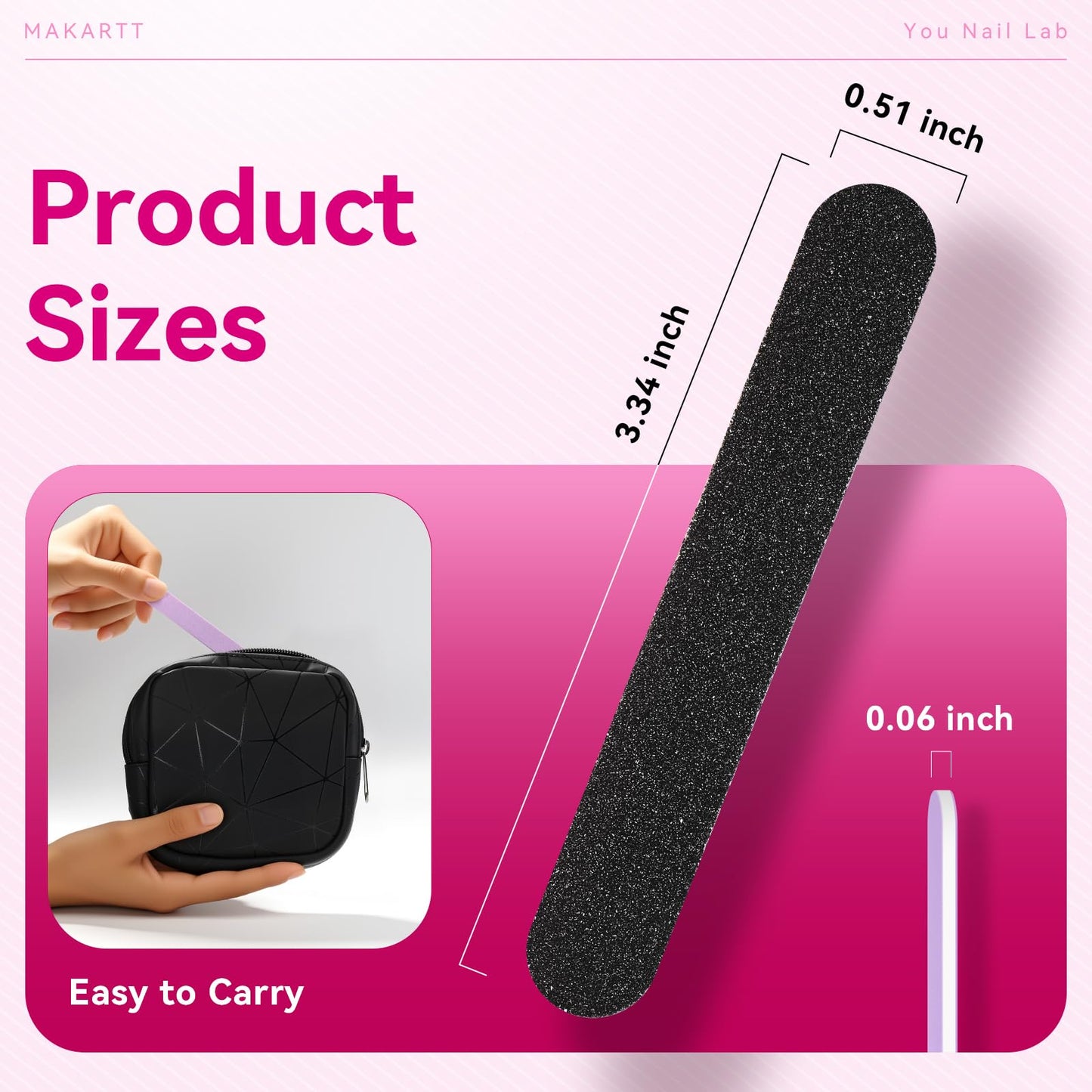 Mini Nail Files Grit Emery Boards for Nails (100/180), 50 Pcs Disposable Doubled Sided Coarse & Fine Bulk Manicure Kit Home Salon Use (Amazon Find - Makartt)