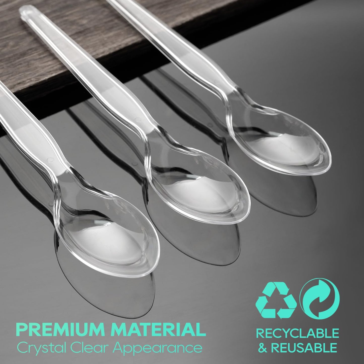FOCUSLINE 360 Count 6.2 Inch Clear Plastic Spoons Heavy Duty