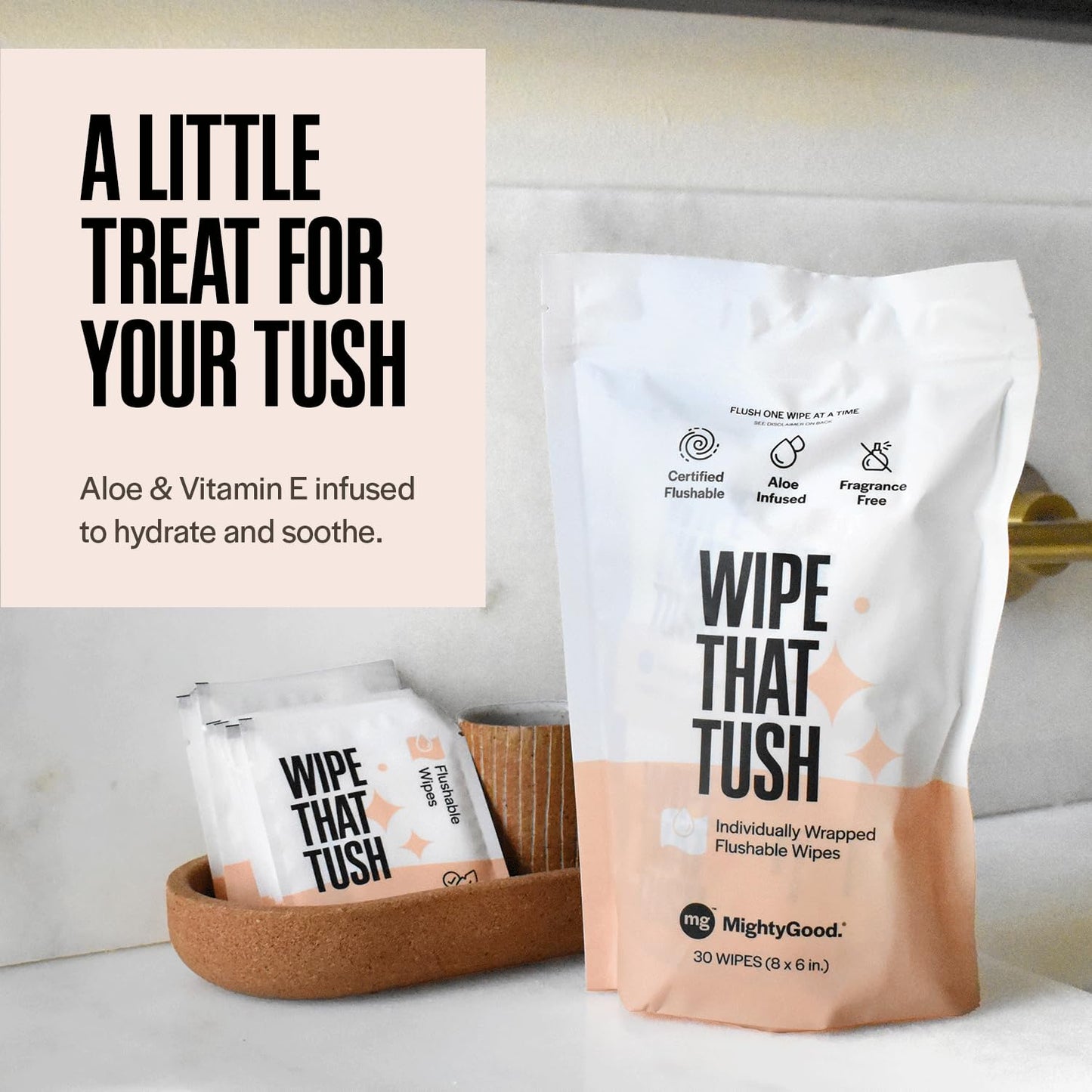 Wipe That Tush On-The-Go Flushable Wipes,Individually Wrapped Wipes-30pc