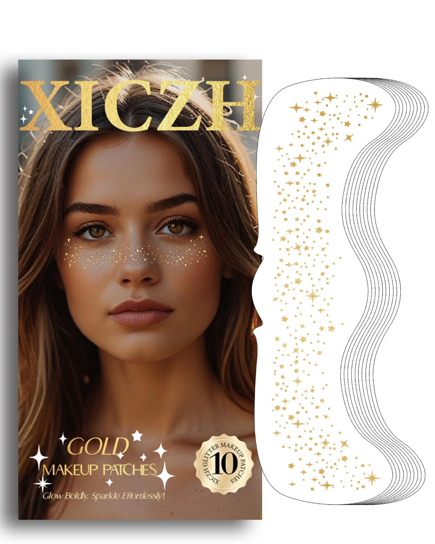 Glitter Freckles, Gold Temporary Face Tattoos Stickers-10pc (Amazon Find - XICZH)