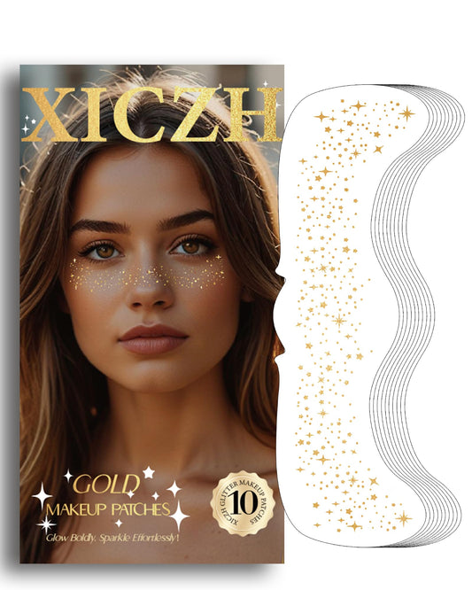Glitter Freckles, Gold Temporary Face Tattoos Stickers-10pc (Amazon Find - XICZH)