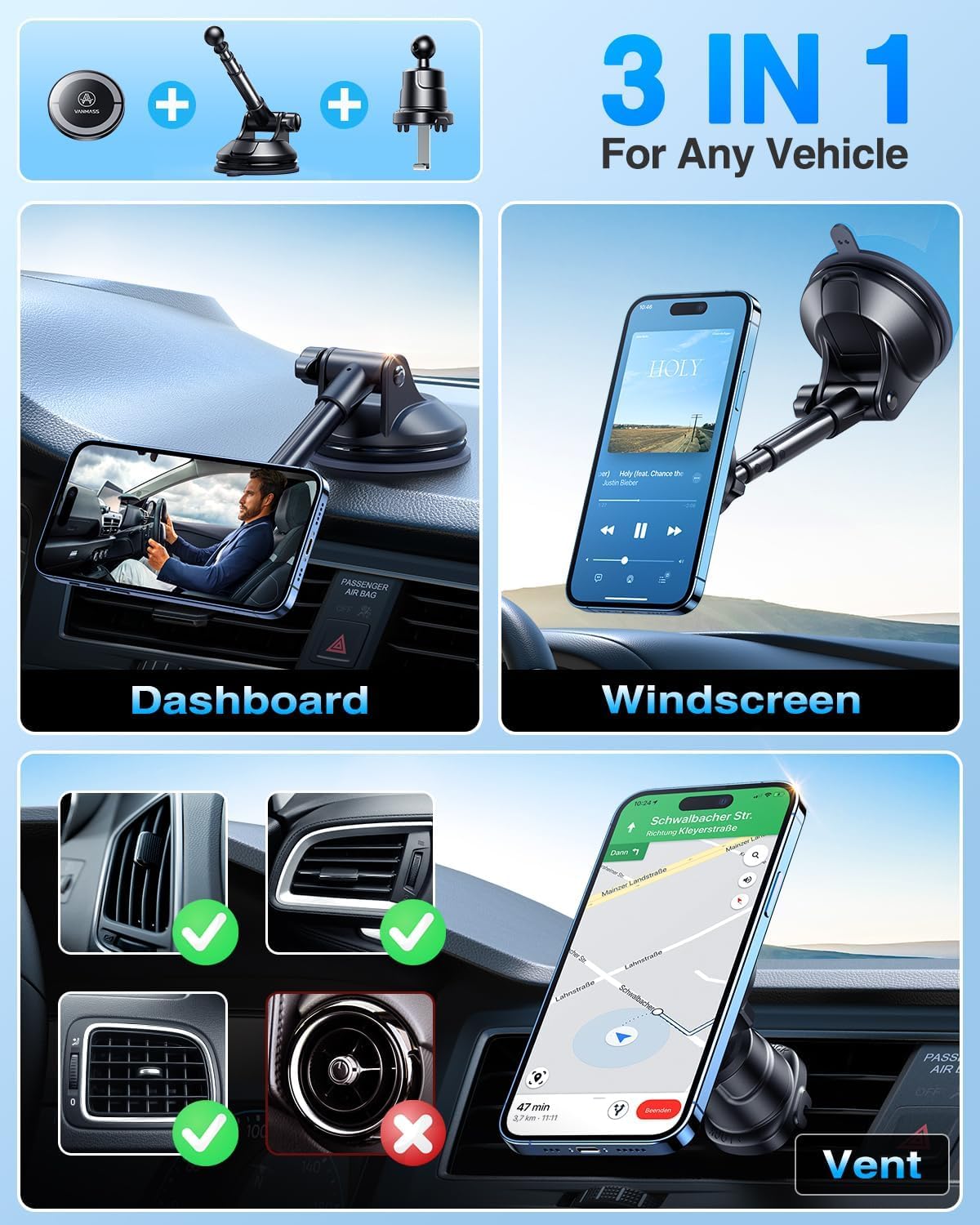 MagSafe Car Mount-Phone Holder Cell Stand (Amazon Find - VANMASS)