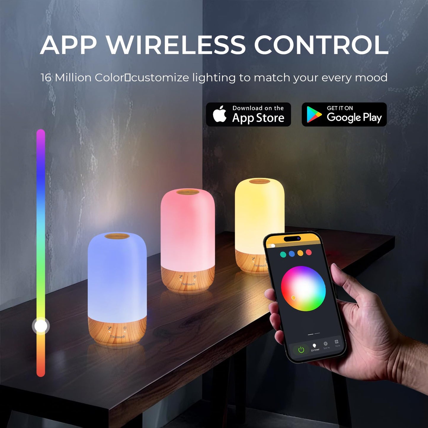 Tikkitouch Couple Lamps Long Distance Touch Valentines Day Gifts for Him Her WiFi and Bluetooth Setup Set of 2
