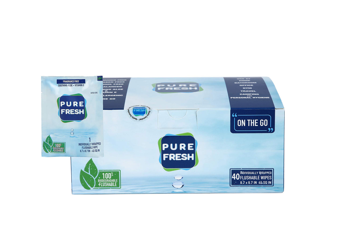 PureFresh Wet Wipes Flushable Individually Wrapped- 40 Singles