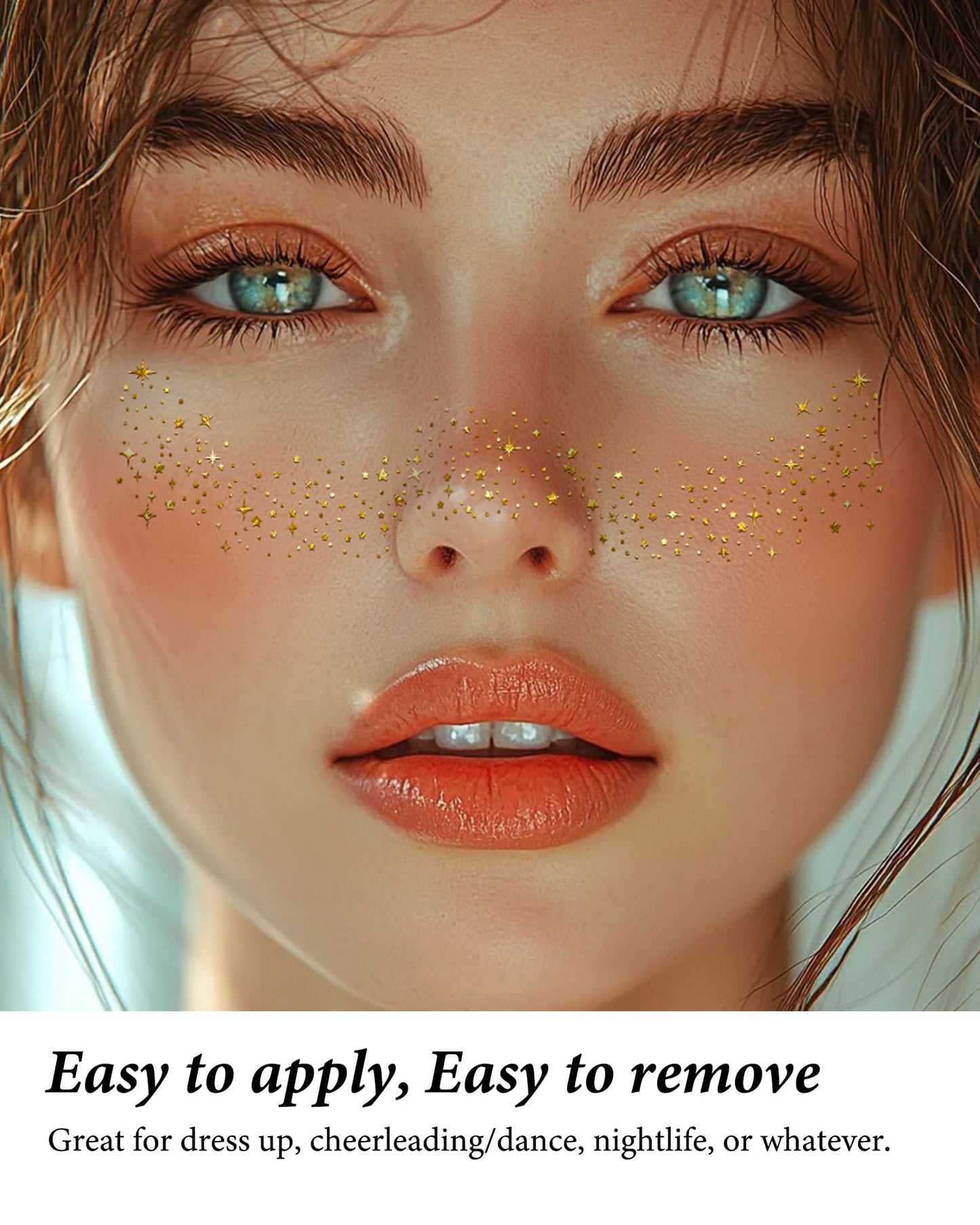 Glitter Freckles, Gold Temporary Face Tattoos Stickers-10pc (Amazon Find - XICZH)