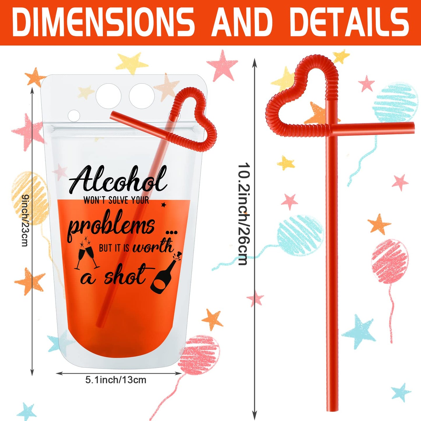 Drink Pouches with Straws -24 sets