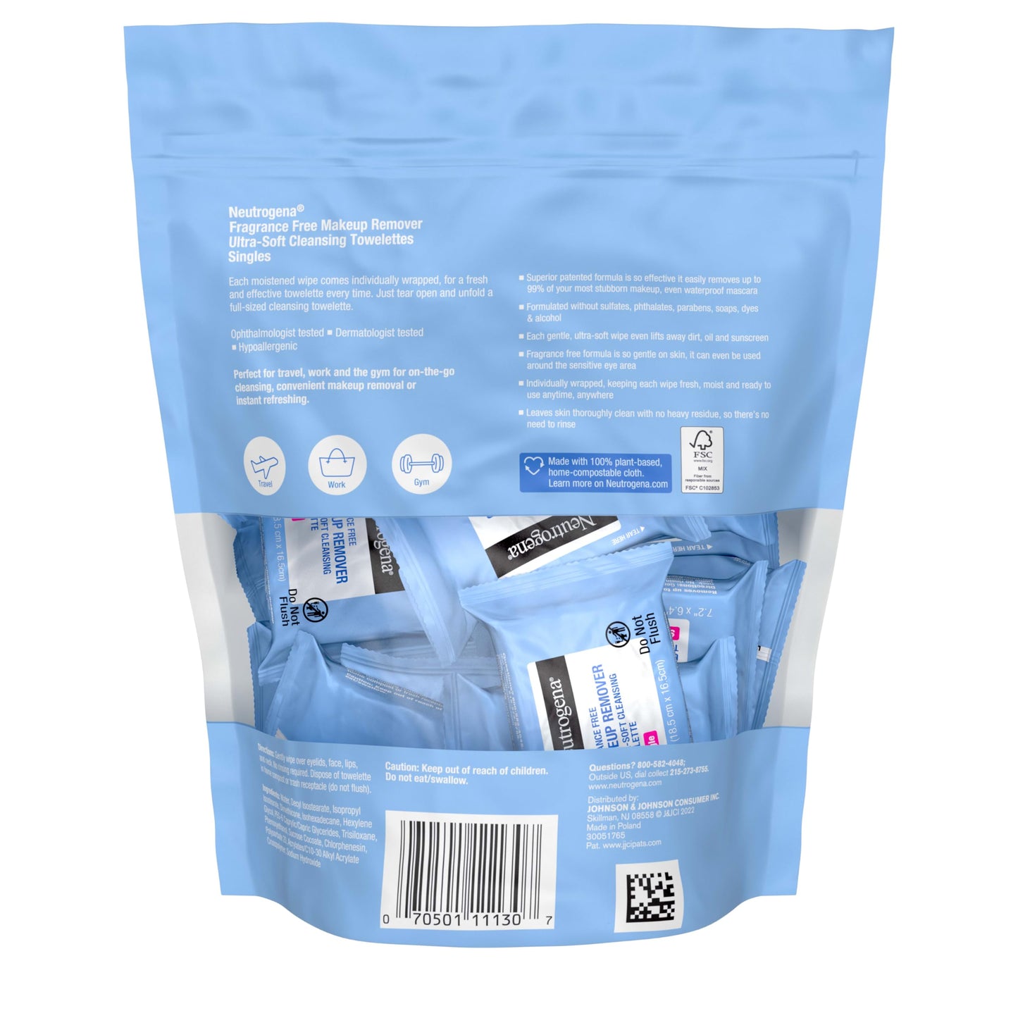 Fragrance-Free Mini Makeup Remover Wipes Singles, Individually Wrapped-20 ct (Amazon Find - Neutogena)