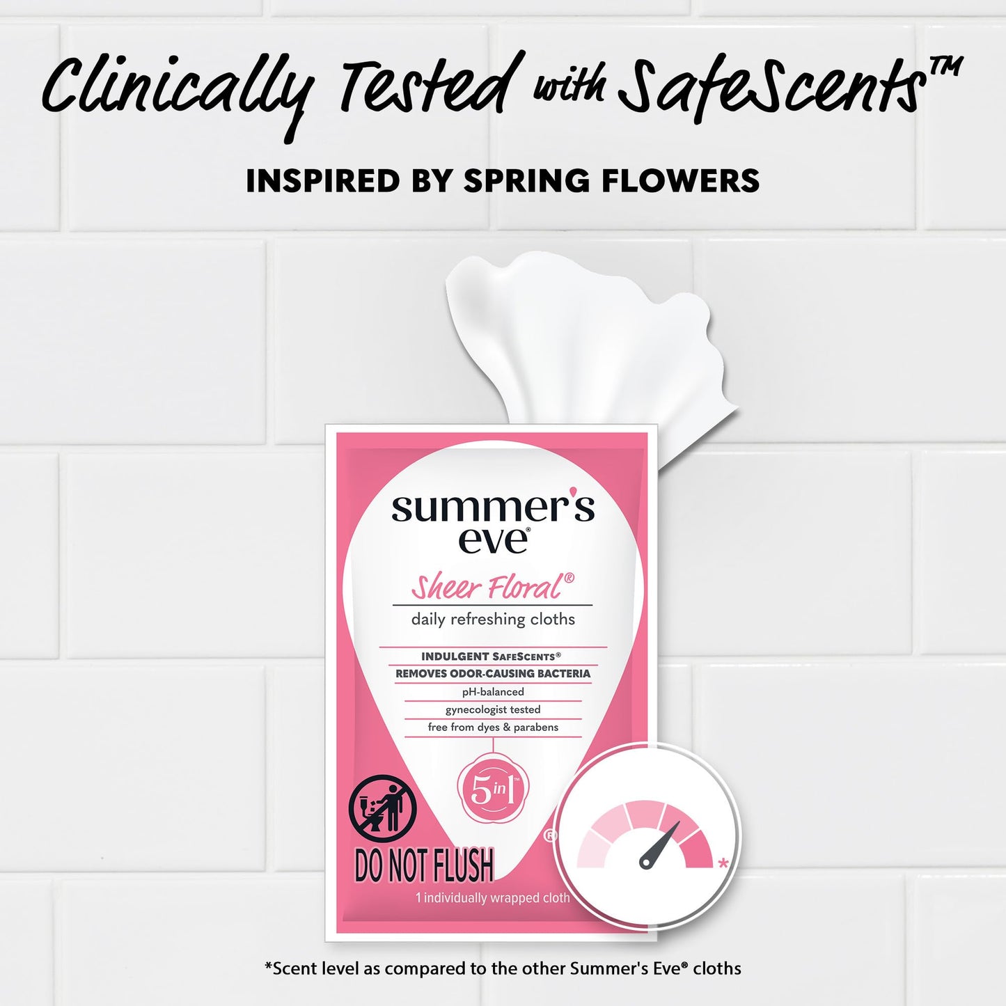 Summer's Eve Sheer Floral Feminine Wipes, Individually Wrapped Wipes, 12 Count