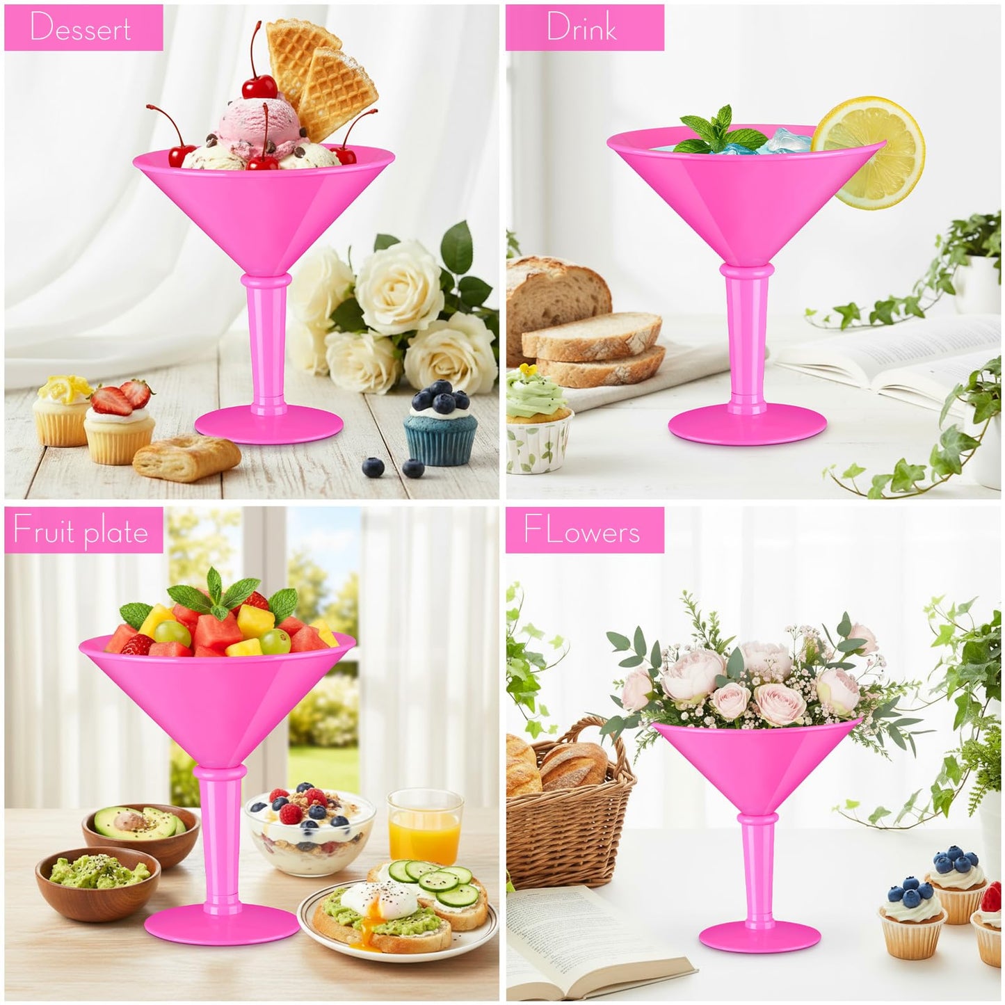 Giant Martini Plastic Glasses Large 48oz-4 Pcs