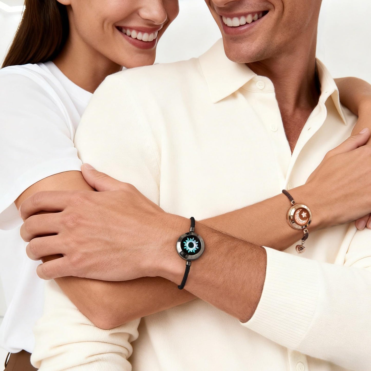 TOTWOO Long Distance Touch Bracelets for Couples, Vibration & Light up for Love Couples Bracelets | Long Distance Relationship Gifts for Girlfriend Bluetooth Pairing Jewelry