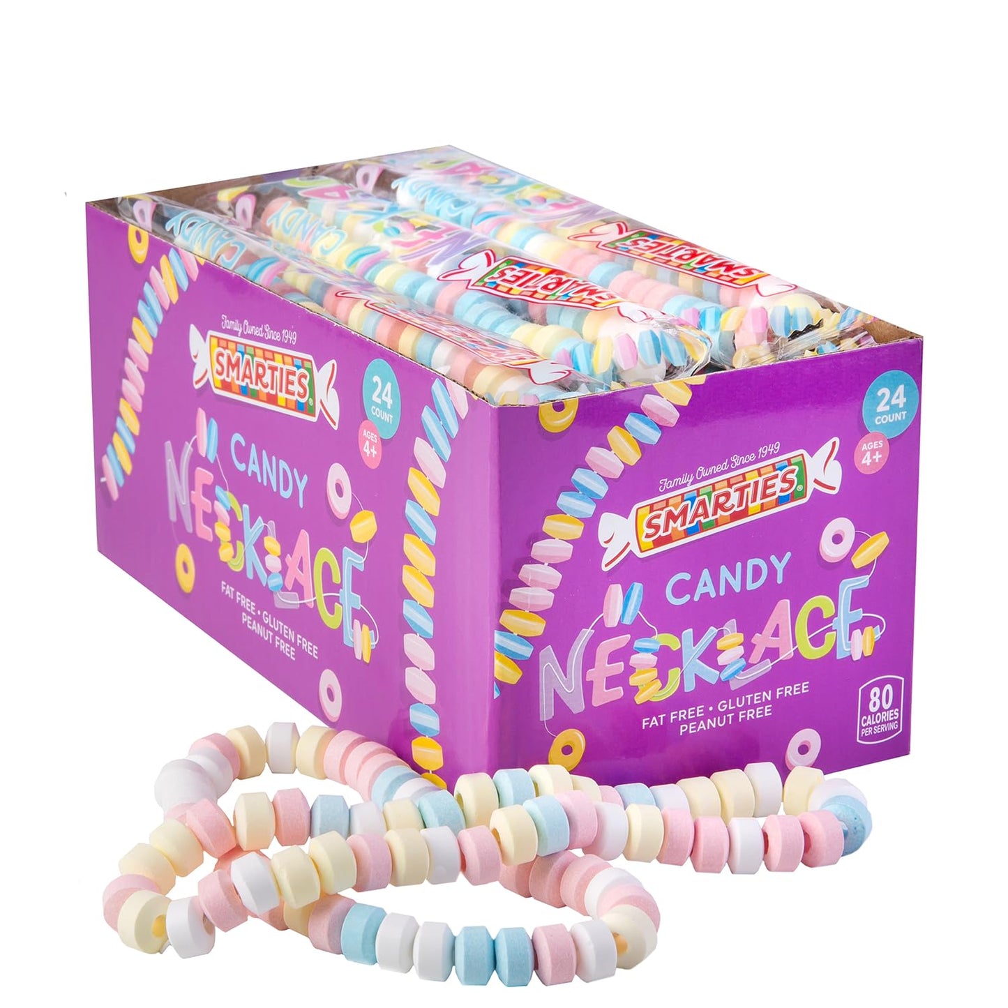Smarties Candy Necklace - Candy Box - 24 Count
