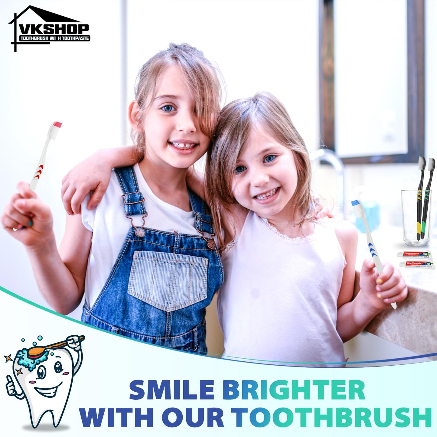Disposable Toothbrush with Toothpaste, Individually Wrapped-24 Pack