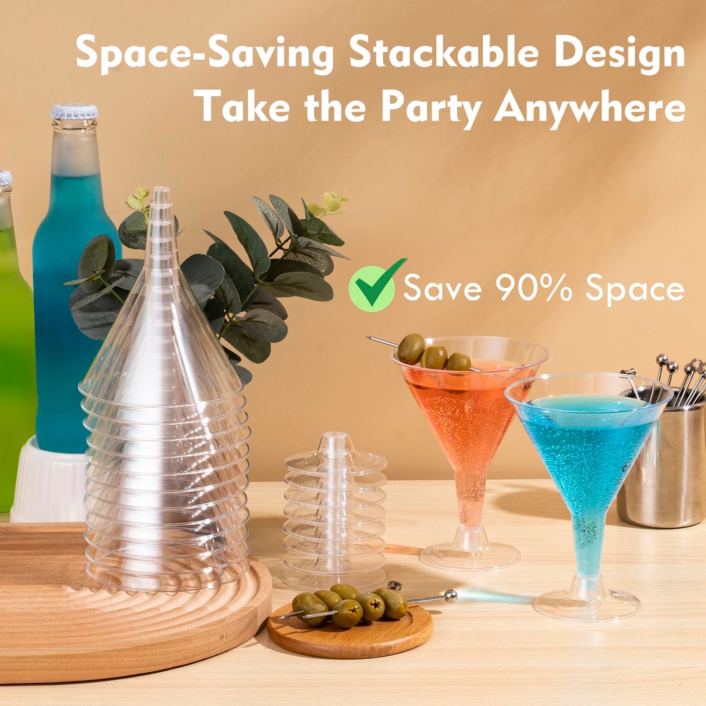 Plastic Martini Glasses Disposable 25 Pack