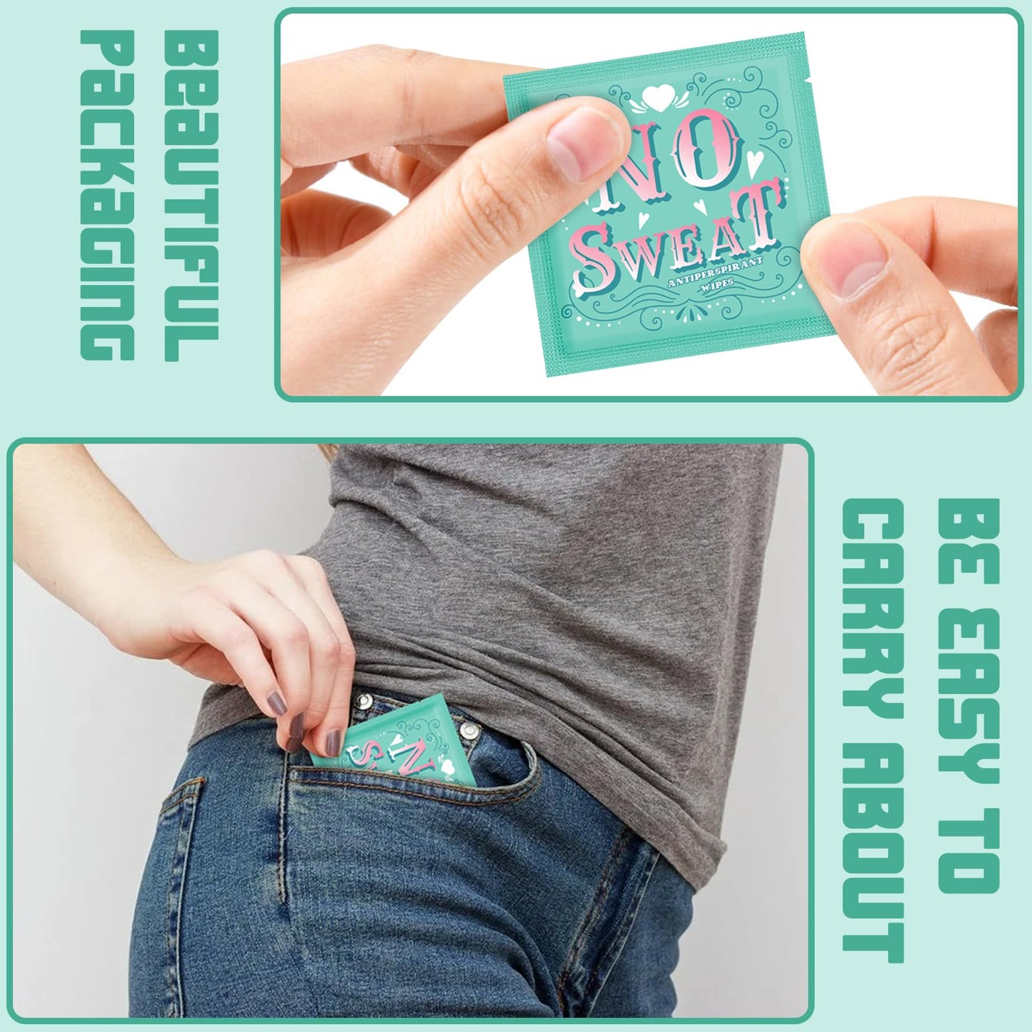 Travel Deodorant Individually Wrap Wipes- 50pc