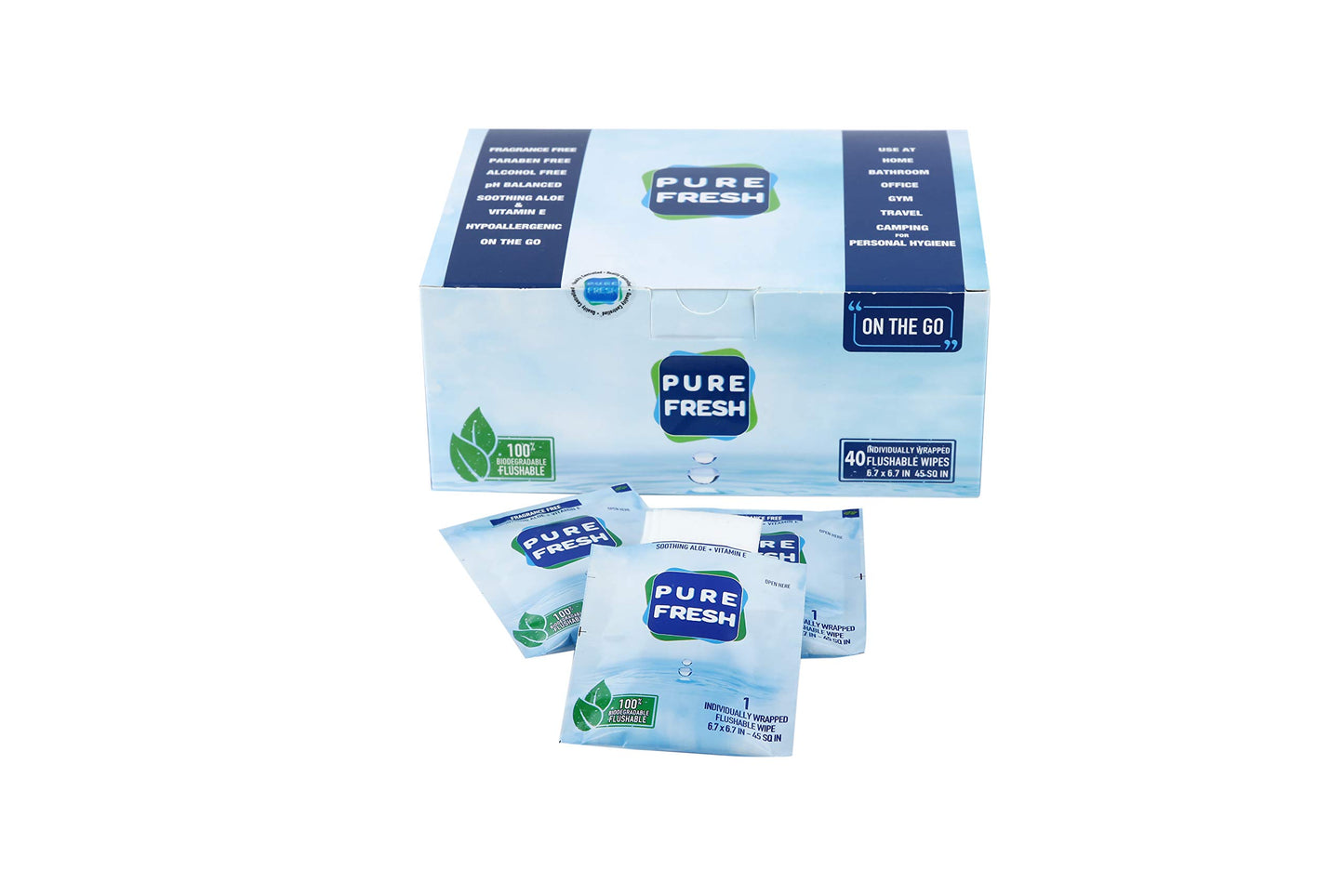 PureFresh Wet Wipes Flushable Individually Wrapped- 40 Singles