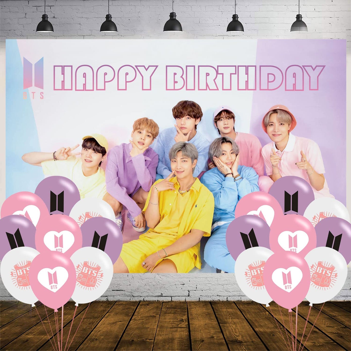 Boy Band Birthday Party Decoration 5ftx3ft Photo Background / 18 Pcs Balloons (Amazon Find -ELZEM)