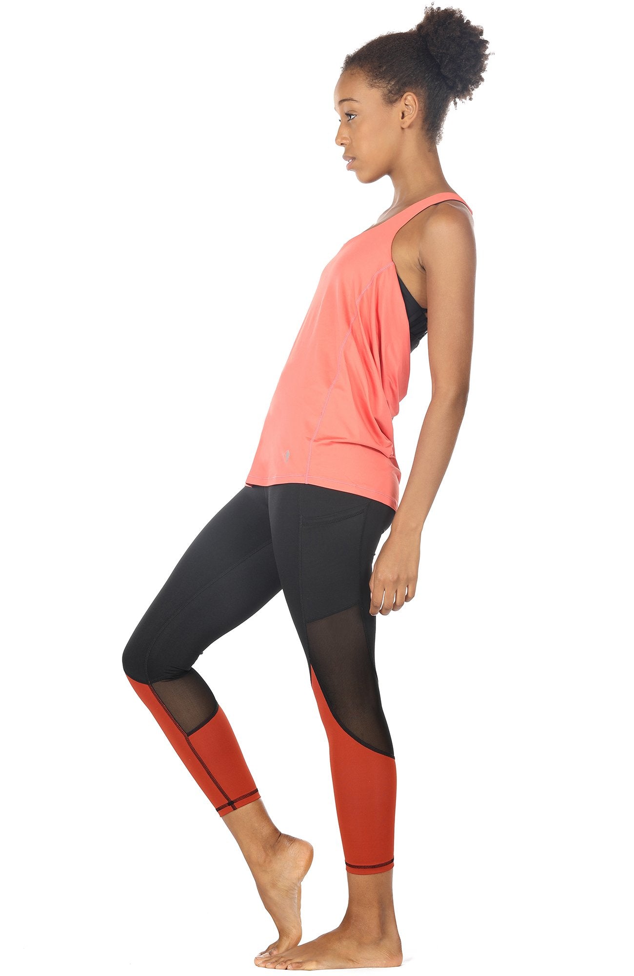 icyzone Yoga Tops Workouts Clothes Activewear Built in Bra Tank Tops for Women (S, Fusion Coral)