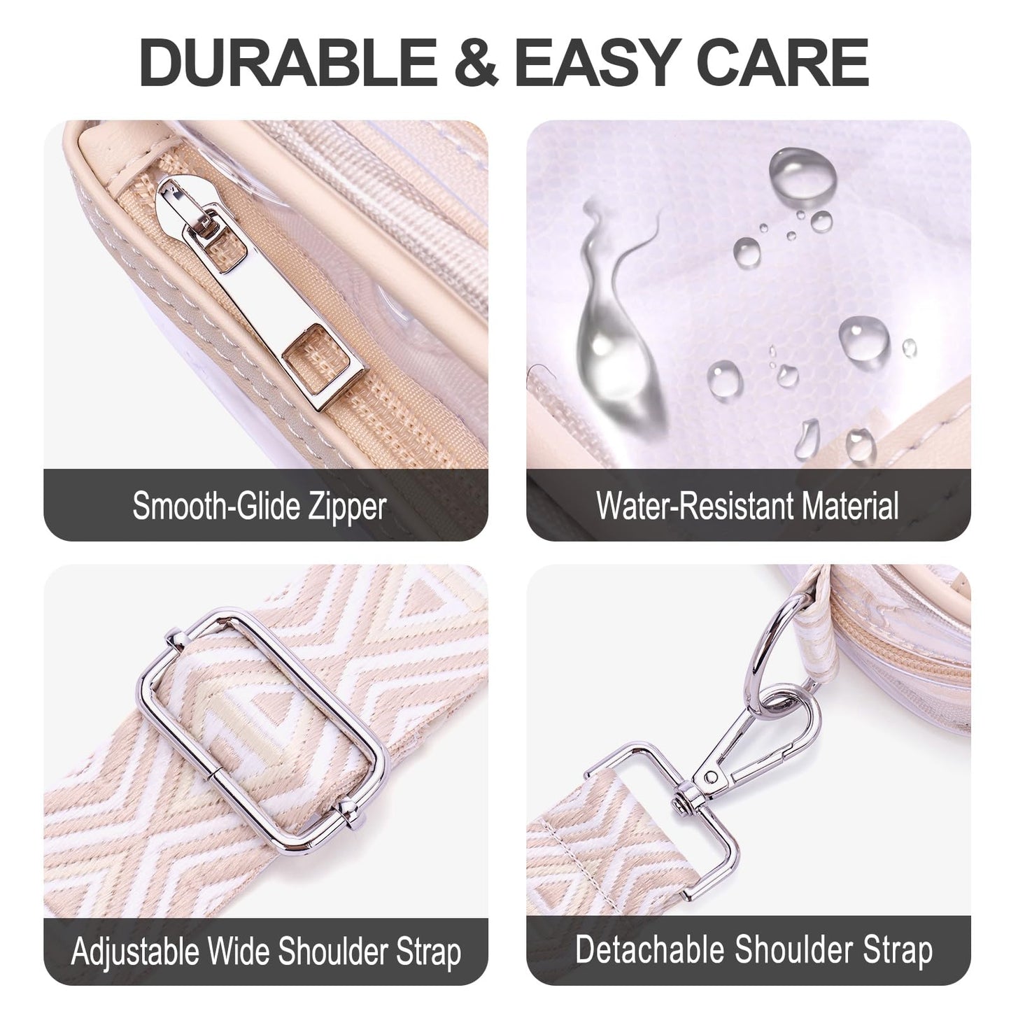 Clear Bag for Stadium Events Crossbody Bags for Women Transparent Purse for Concerts, Games, Festivals (Amazon Find - Frevaou)