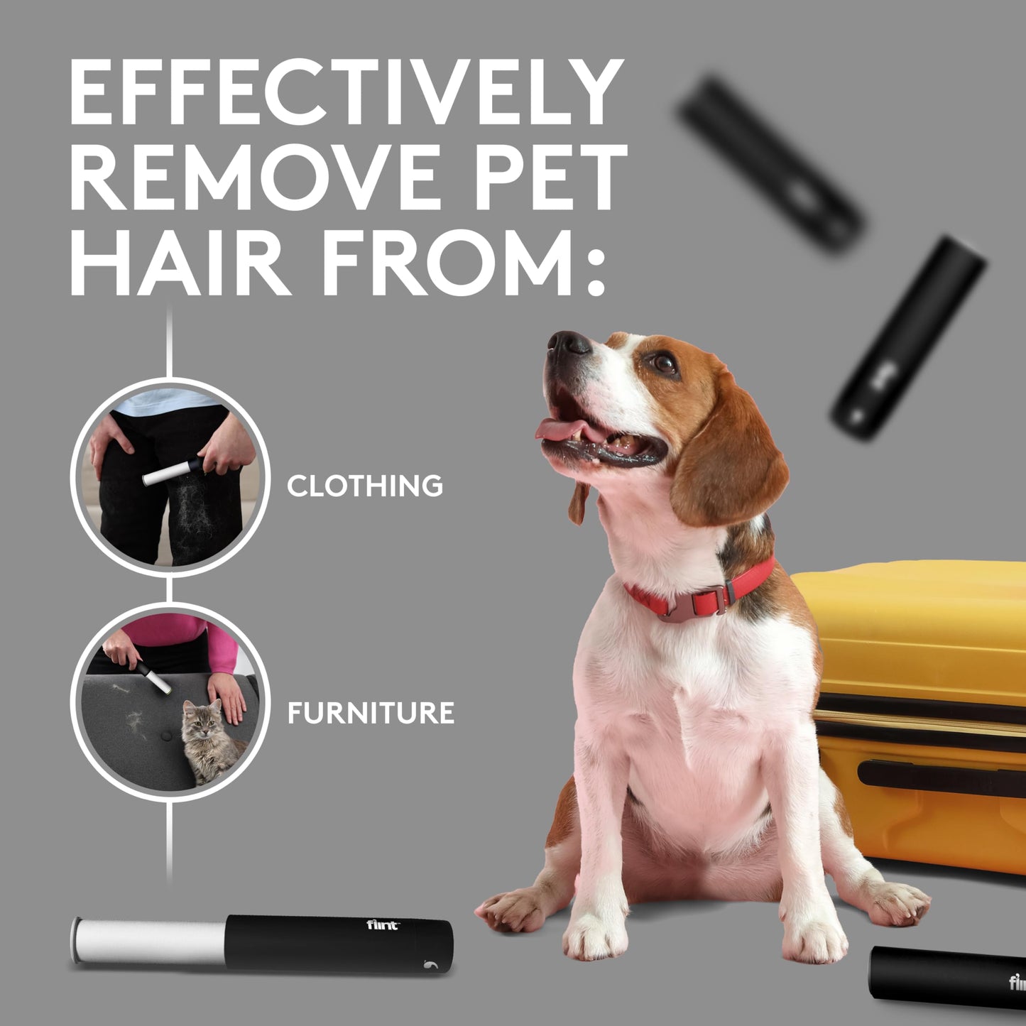 Flint Classic Black Retractable Mini Lint Roller