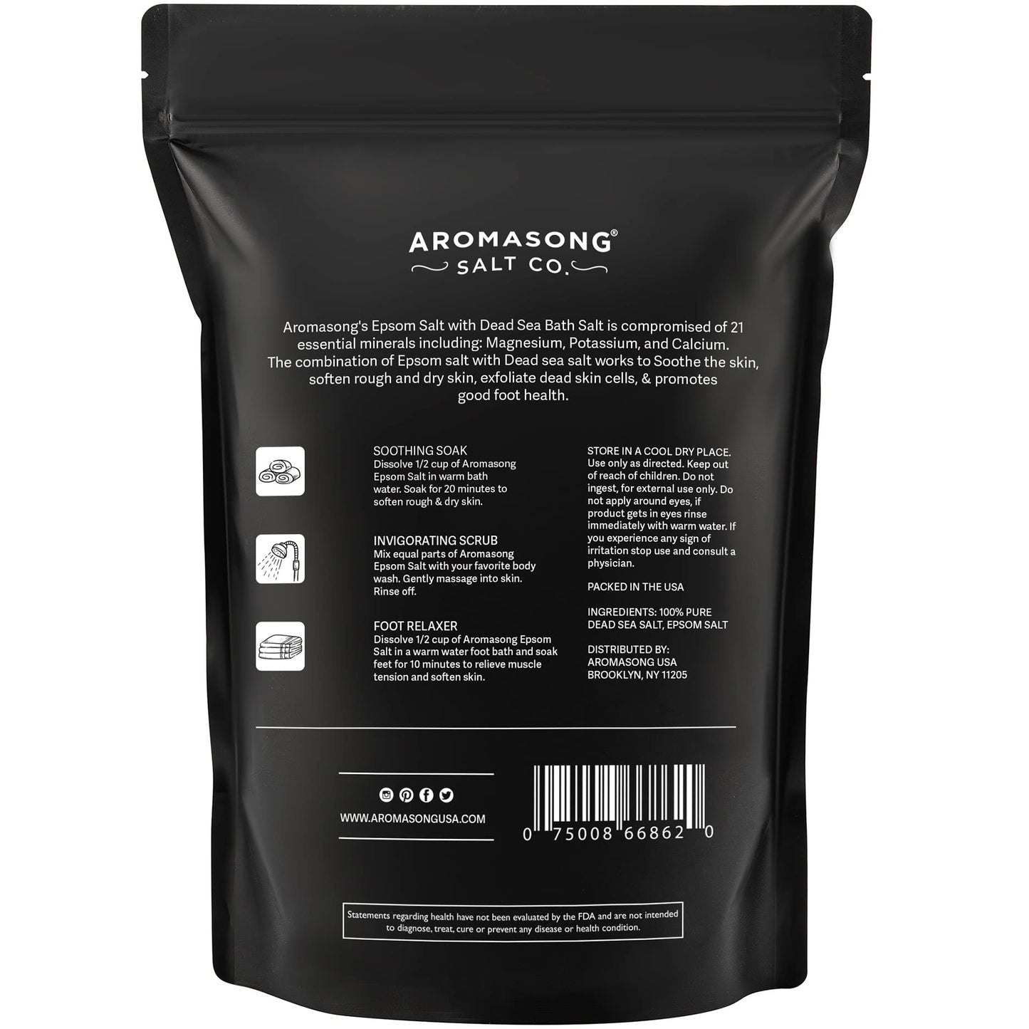 Foot & Muscle Epsom Salt Soak Dead Sea Salt-5Lb (Amazon Find- Aromasong)