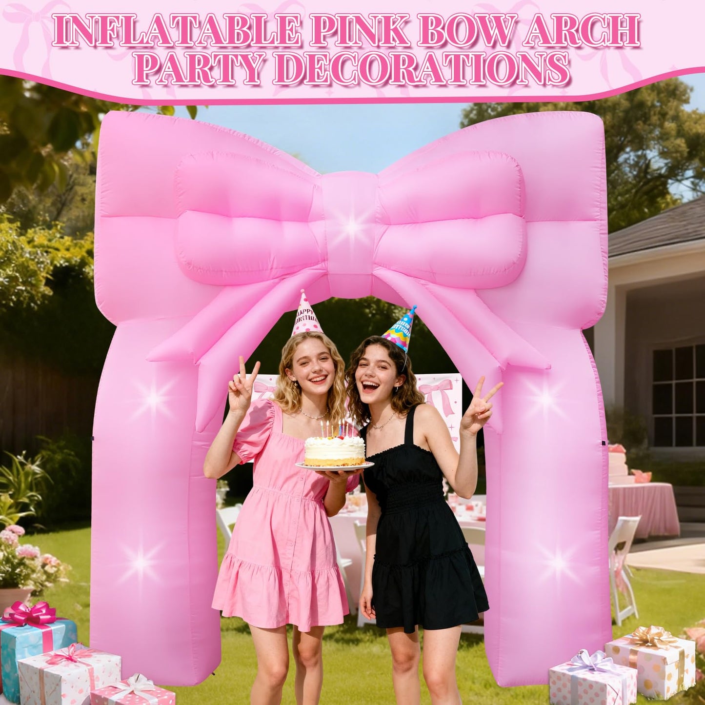 9FT Pink Bow Inflatable Decorations Giant Blow