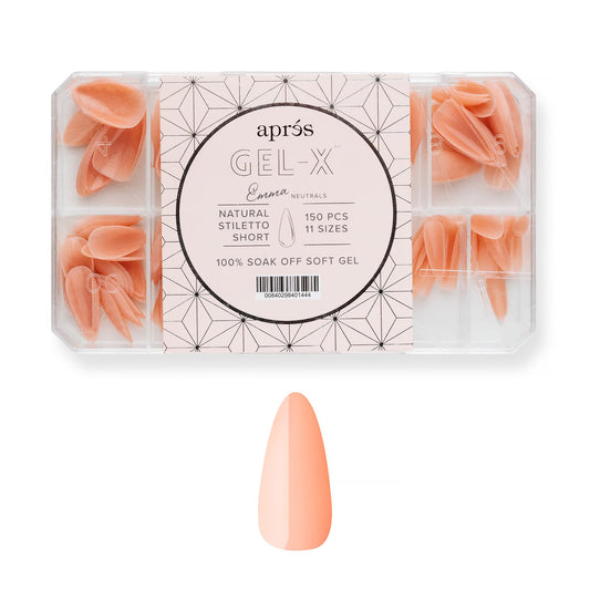 Apres Neutrals Gel-X Chloe Box Of Nail Tips, 11 Sizes -Natural Stiletto Short, 150pc