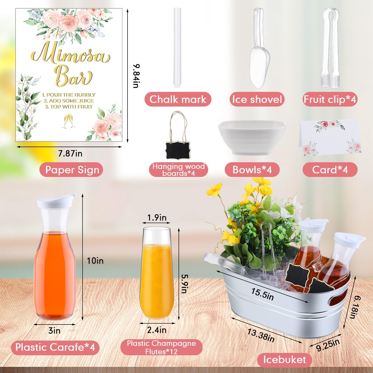 Mimosa Bar Supplies-36 Pcs