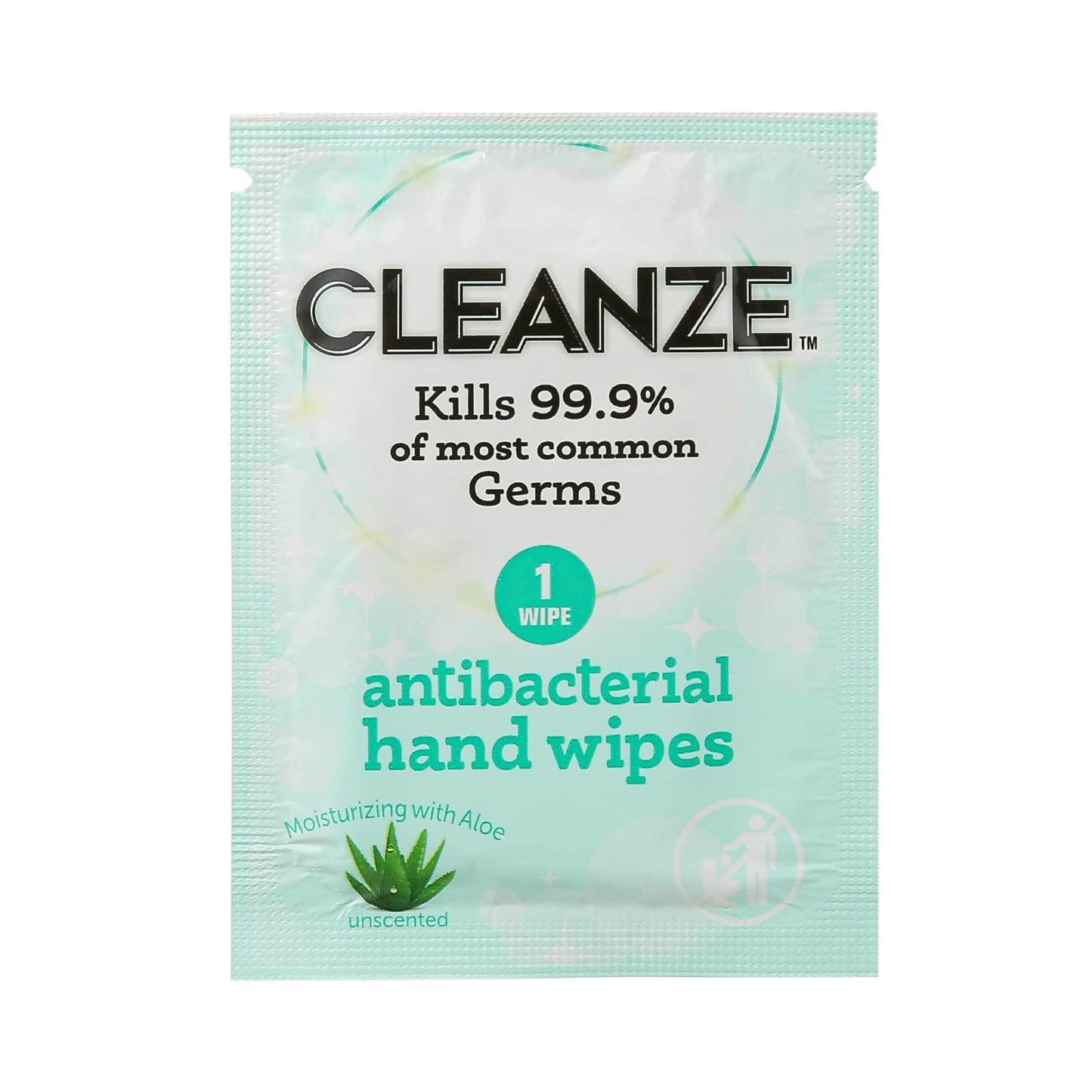 Cleanze Antibacterial Hand Sanitizing Individual Hand Wipe Packets, 50pc