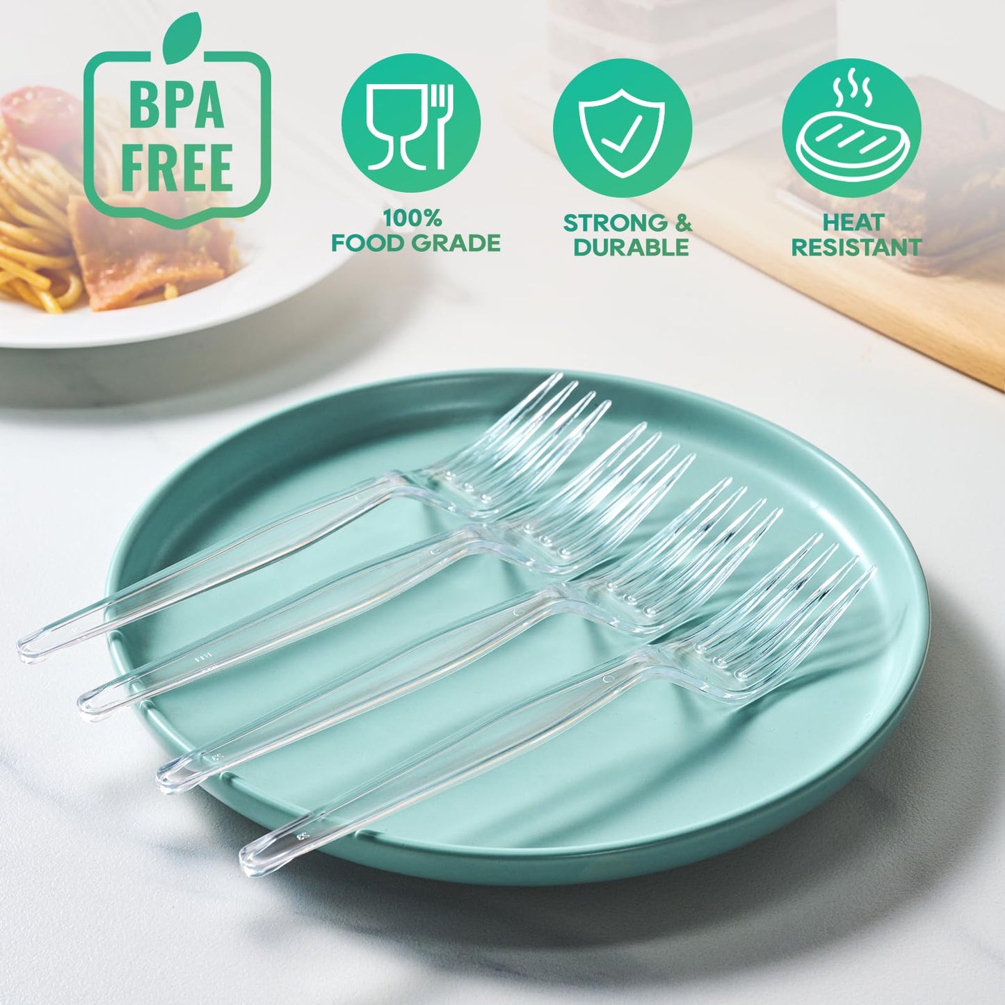 360 Count Clear Plastic Forks Heavy Duty