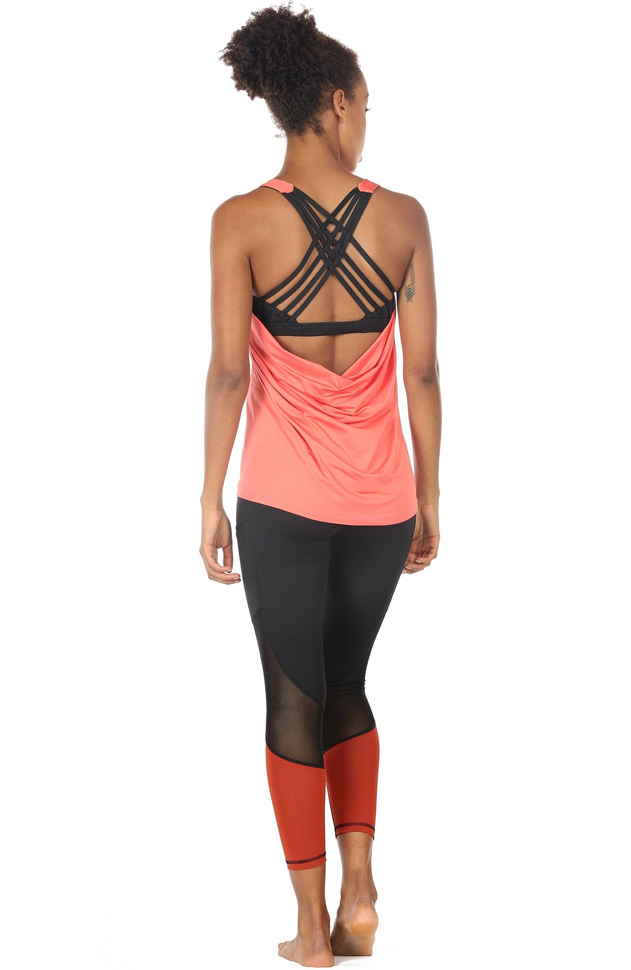 icyzone Yoga Tops Workouts Clothes Activewear Built in Bra Tank Tops for Women (S, Fusion Coral)