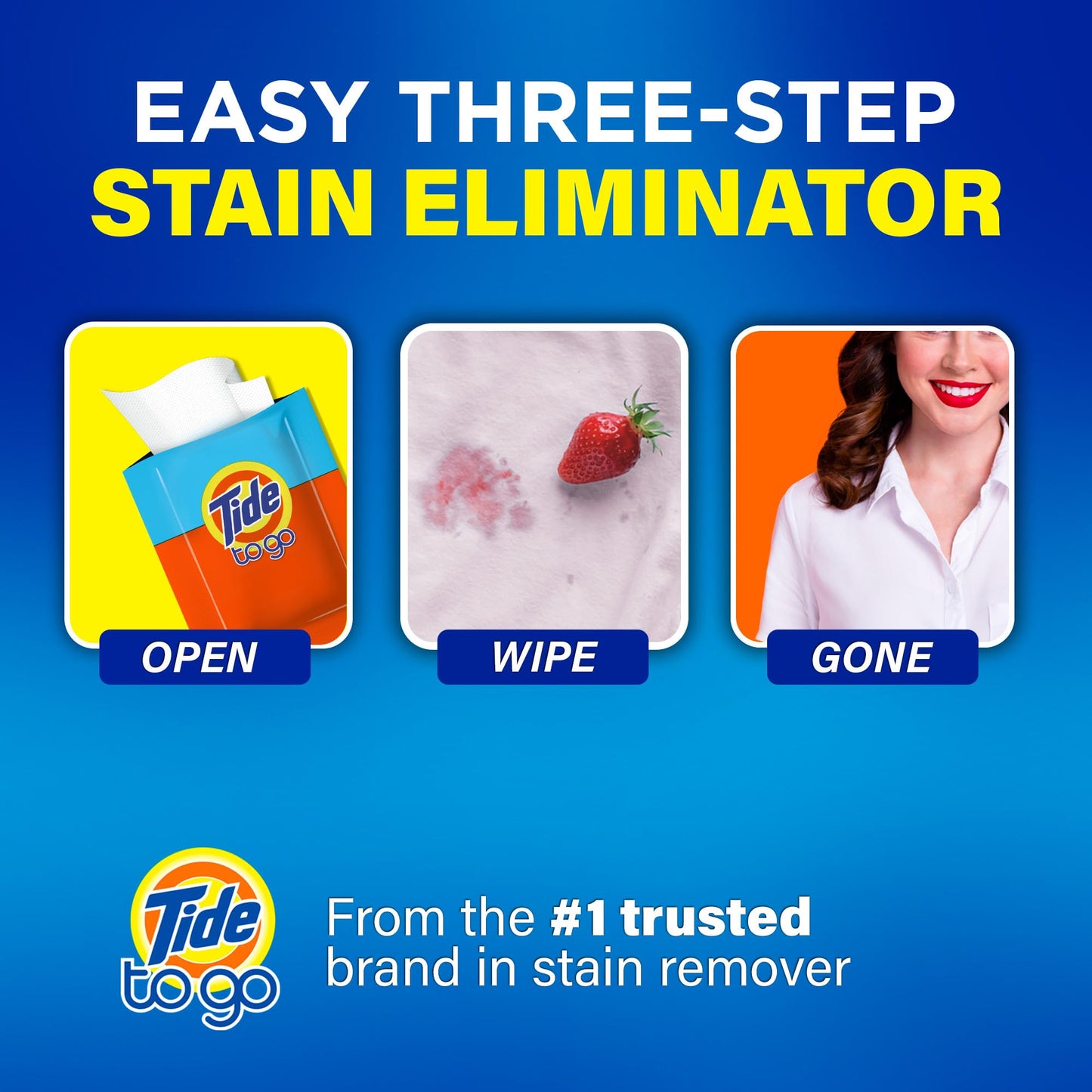 Tide To Go Stain Remover Wipes -3 Pack, (30 Wipes Total)