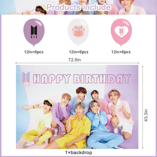 Boy Band Birthday Party Decoration 5ftx3ft Photo Background / 18 Pcs Balloons (Amazon Find -ELZEM)