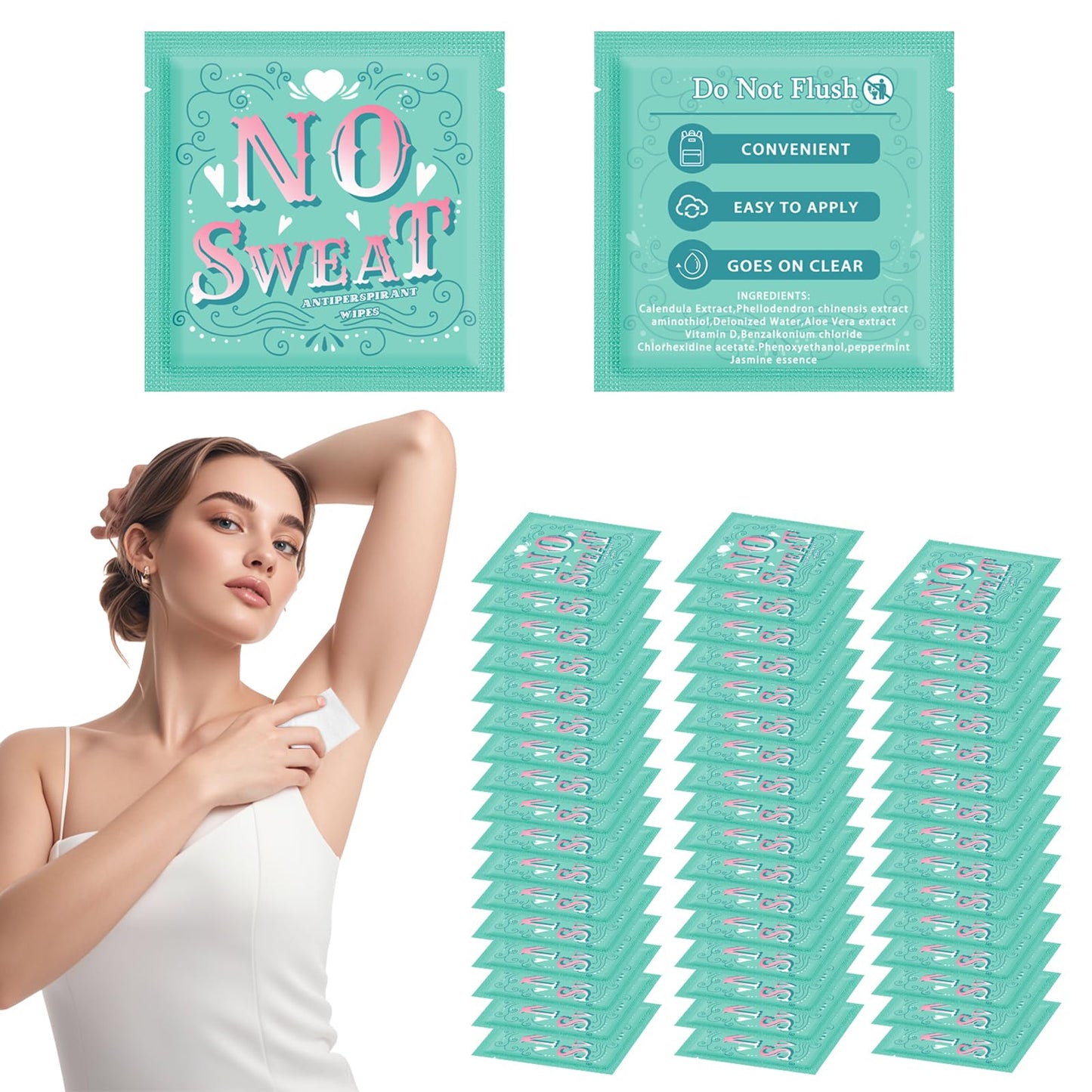 Travel Deodorant Individually Wrap Wipes- 50pc