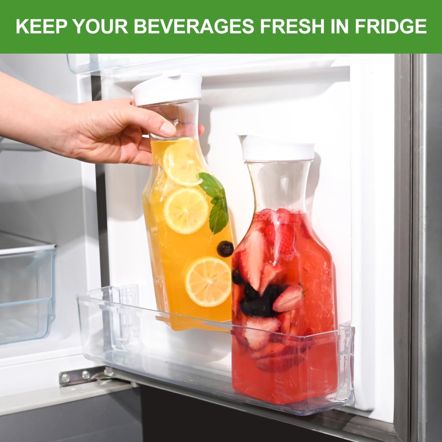 Set of 4 Plastic Carafe with Lid