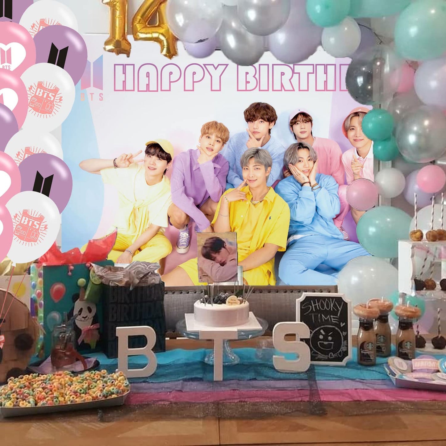 Boy Band Birthday Party Decoration 5ftx3ft Photo Background / 18 Pcs Balloons (Amazon Find -ELZEM)