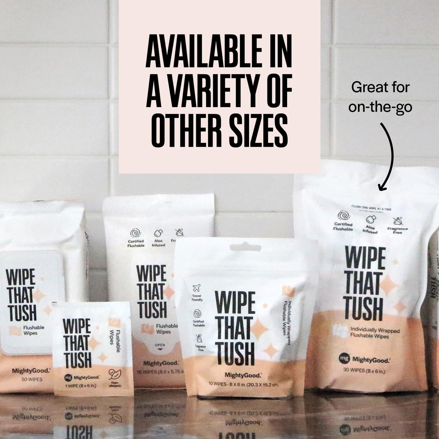 Wipe That Tush On-The-Go Flushable Wipes,Individually Wrapped Wipes-30pc