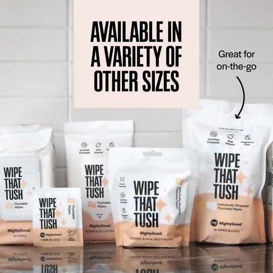 Wipe That Tush On-The-Go Flushable Wipes,Individually Wrapped Wipes-30pc