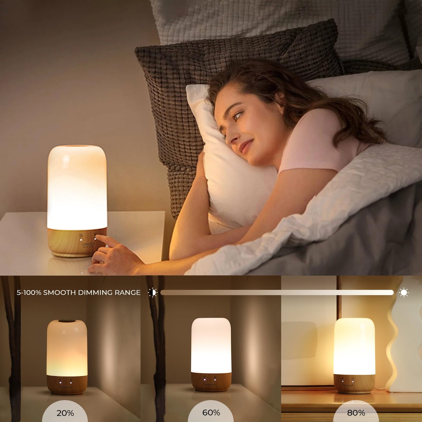Tikkitouch Couple Lamps Long Distance Touch Valentines Day Gifts for Him Her WiFi and Bluetooth Setup Set of 2