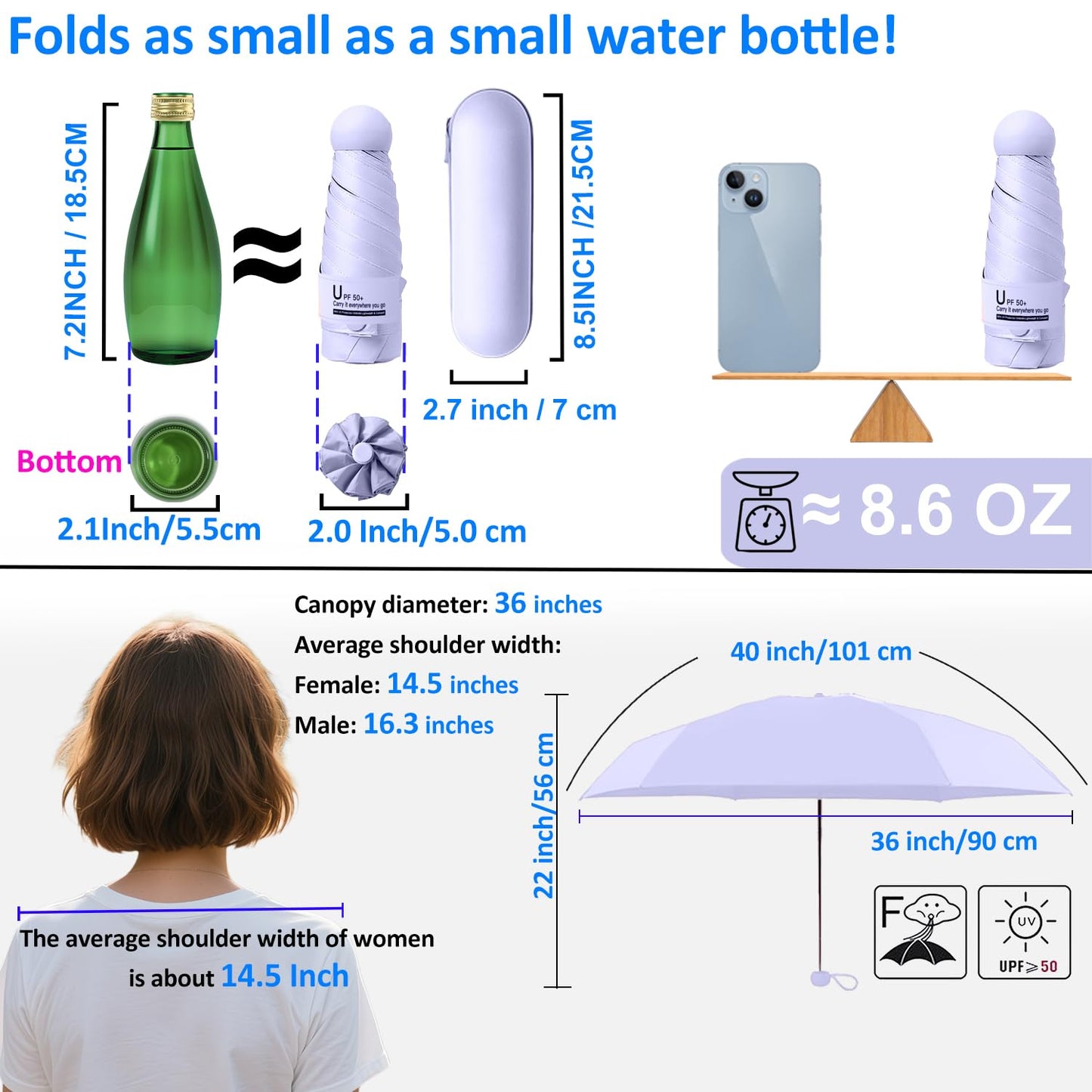 BAODINI Travel Essentials Mini Umbrella