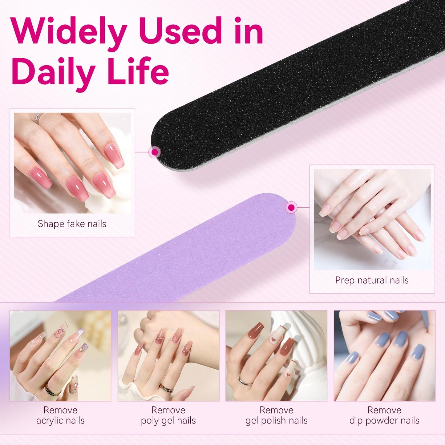 Mini Nail Files Grit Emery Boards for Nails (100/180), 50 Pcs Disposable Doubled Sided Coarse & Fine Bulk Manicure Kit Home Salon Use (Amazon Find - Makartt)