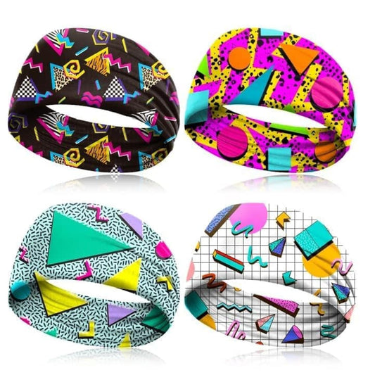 80s 90s Neon Headbands Outfit Accessories-4 Pack